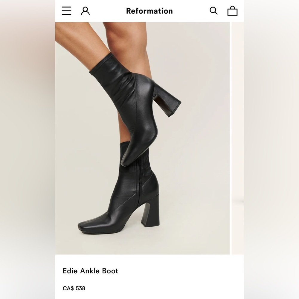 Reformation Black Heeled Edie Ankle Boots